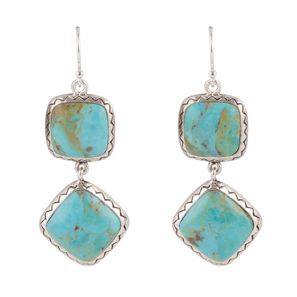 Gorgeous Blue Turquoise Sterling Silver Drop Earrings