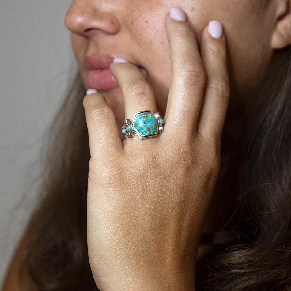 Emile Blue Turquoise and Sterling Silver Ring