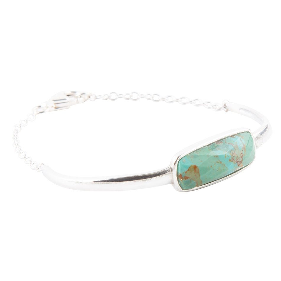 Genuine Blue Turquoise and Sterling Chained Up Cuff Bracelet