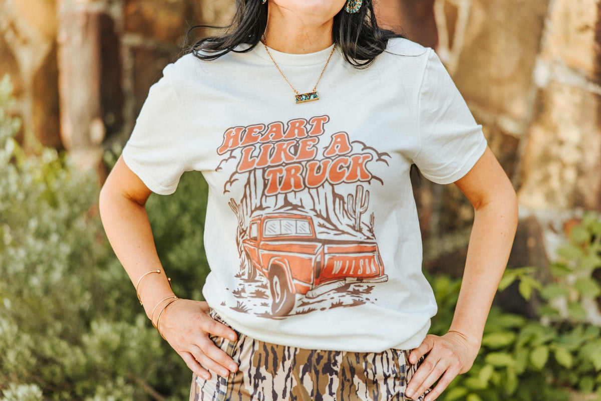 Heart Like A Truck Graphic Tee - Coral