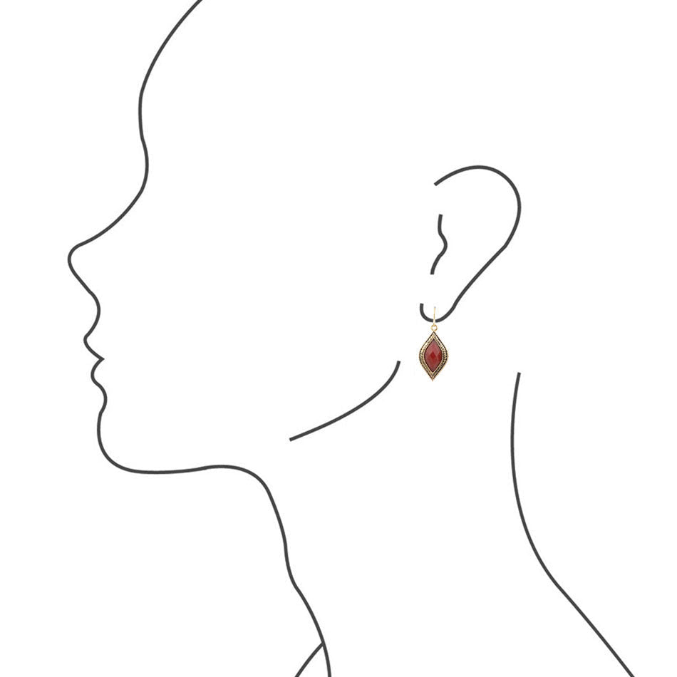 Julia Faceted Red Raspberry Quartz and Golden Drop Earrings