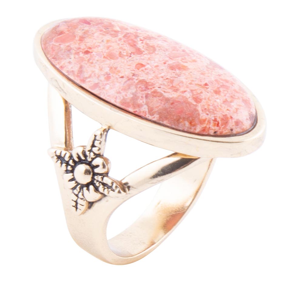Lucent Orange Coral Golden Ring