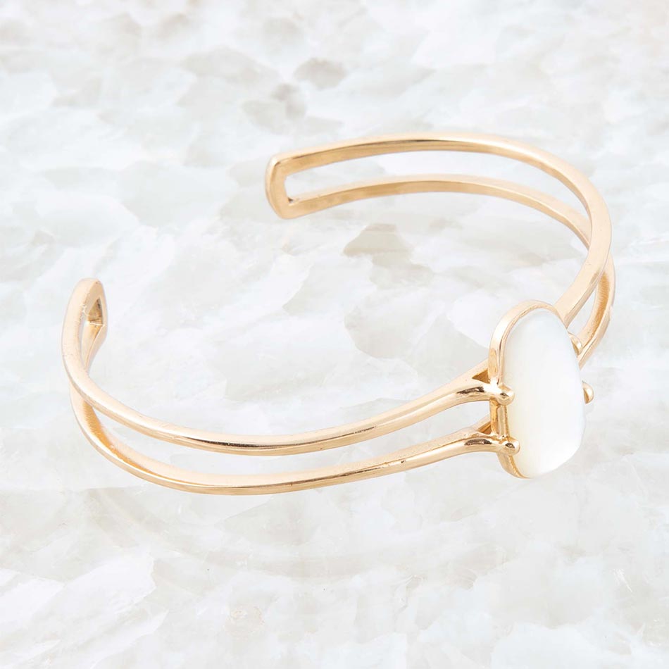 Madeline White Mother of Pearl and Golden Cuff Bracelet
