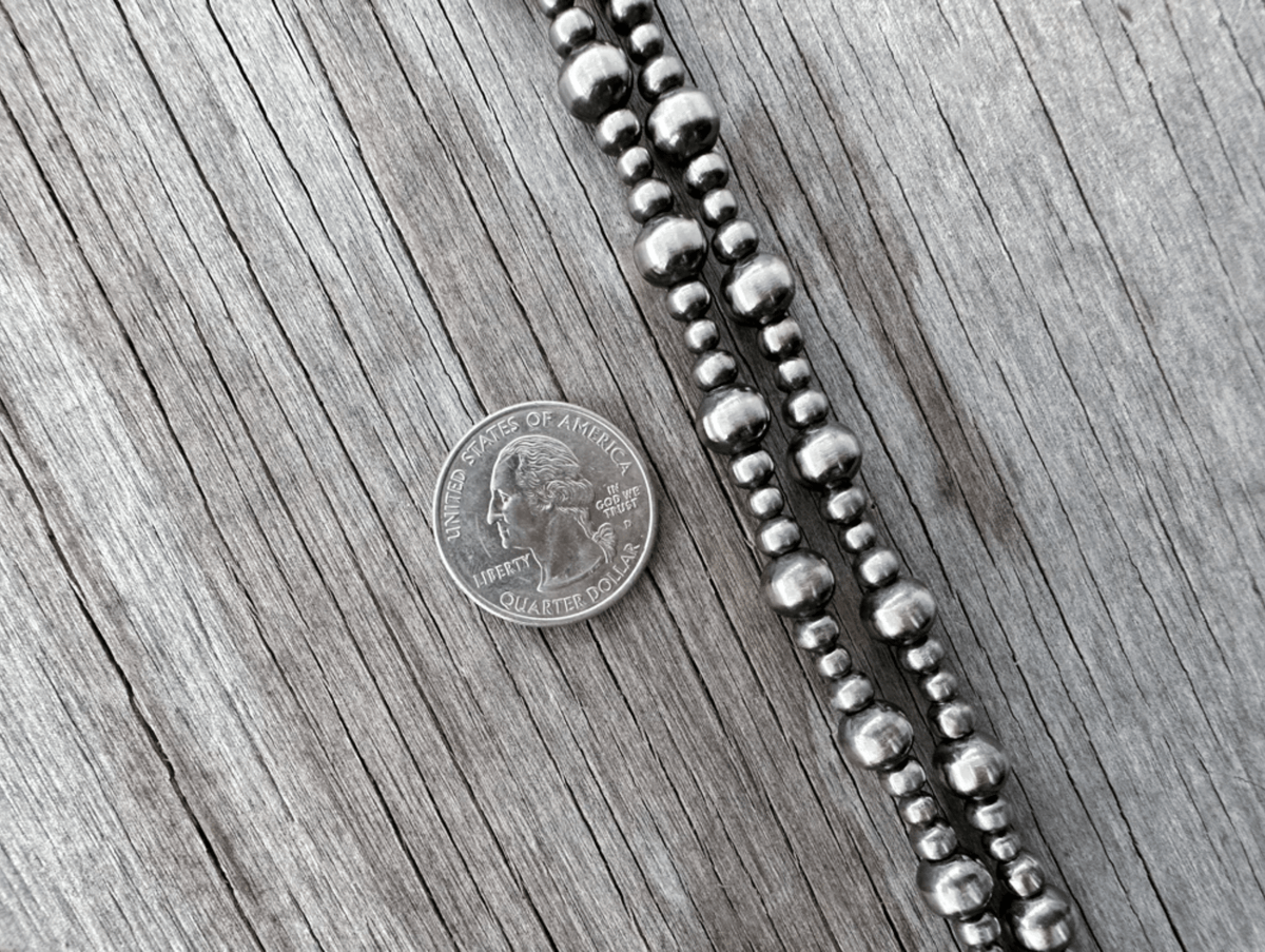 Multi Size Silver Pearl Necklace