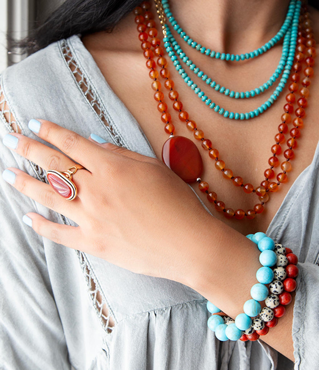 Orange Carnelian Knotted Necklace