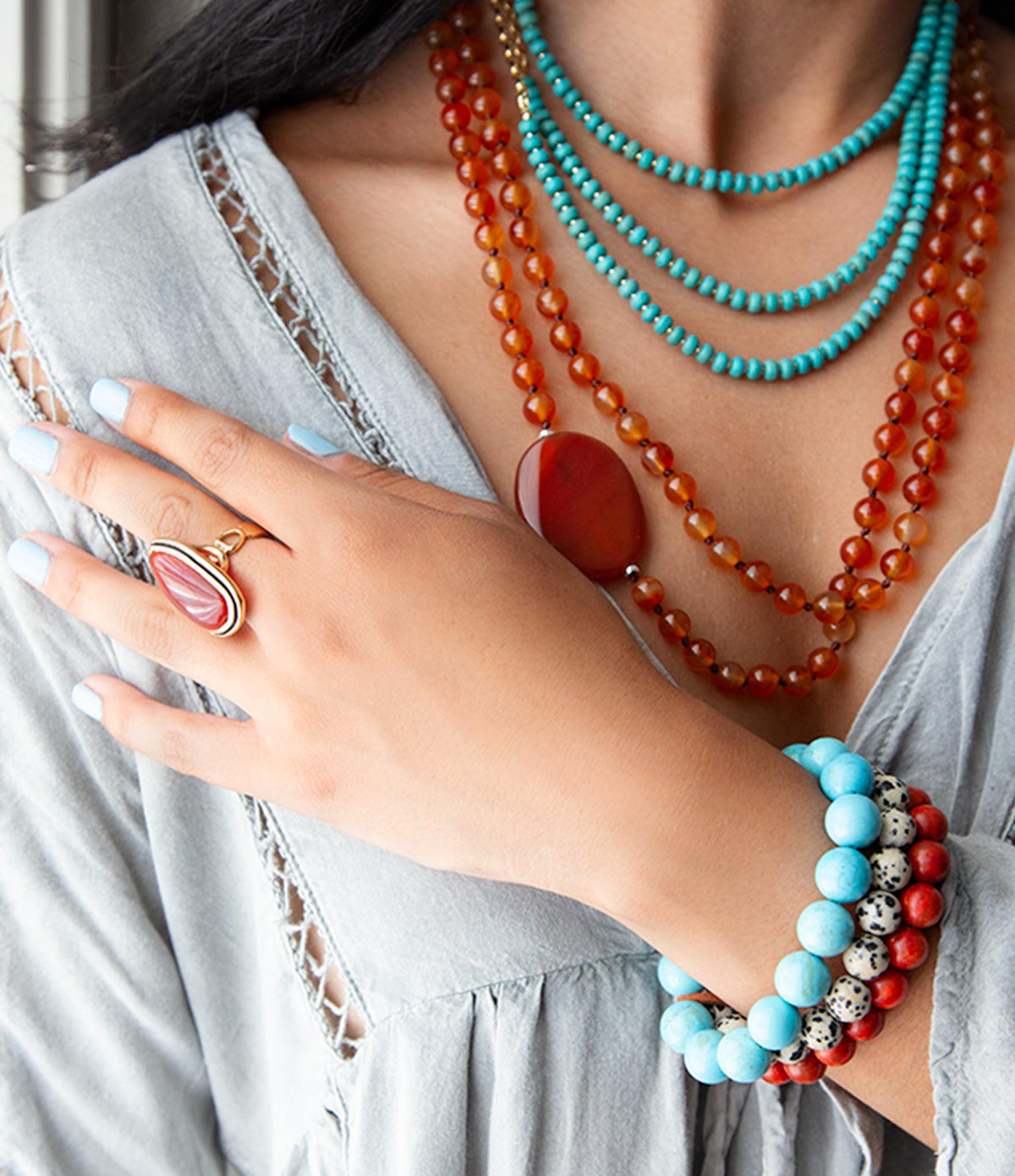 Orange Carnelian Knotted Necklace