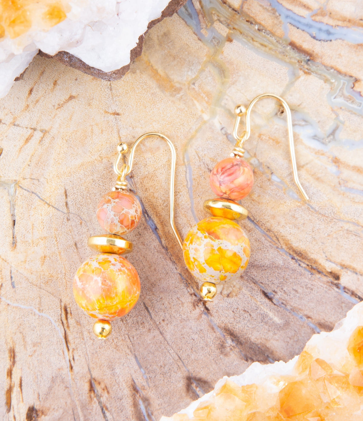Orange Jasper Drop Earrings