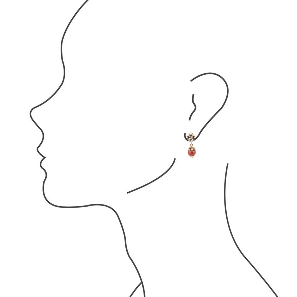 Raja Orange Sponge Coral Drop Earring