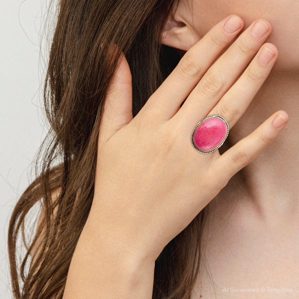 Rosie Pink Rhodonite and Golden Bronze Ring