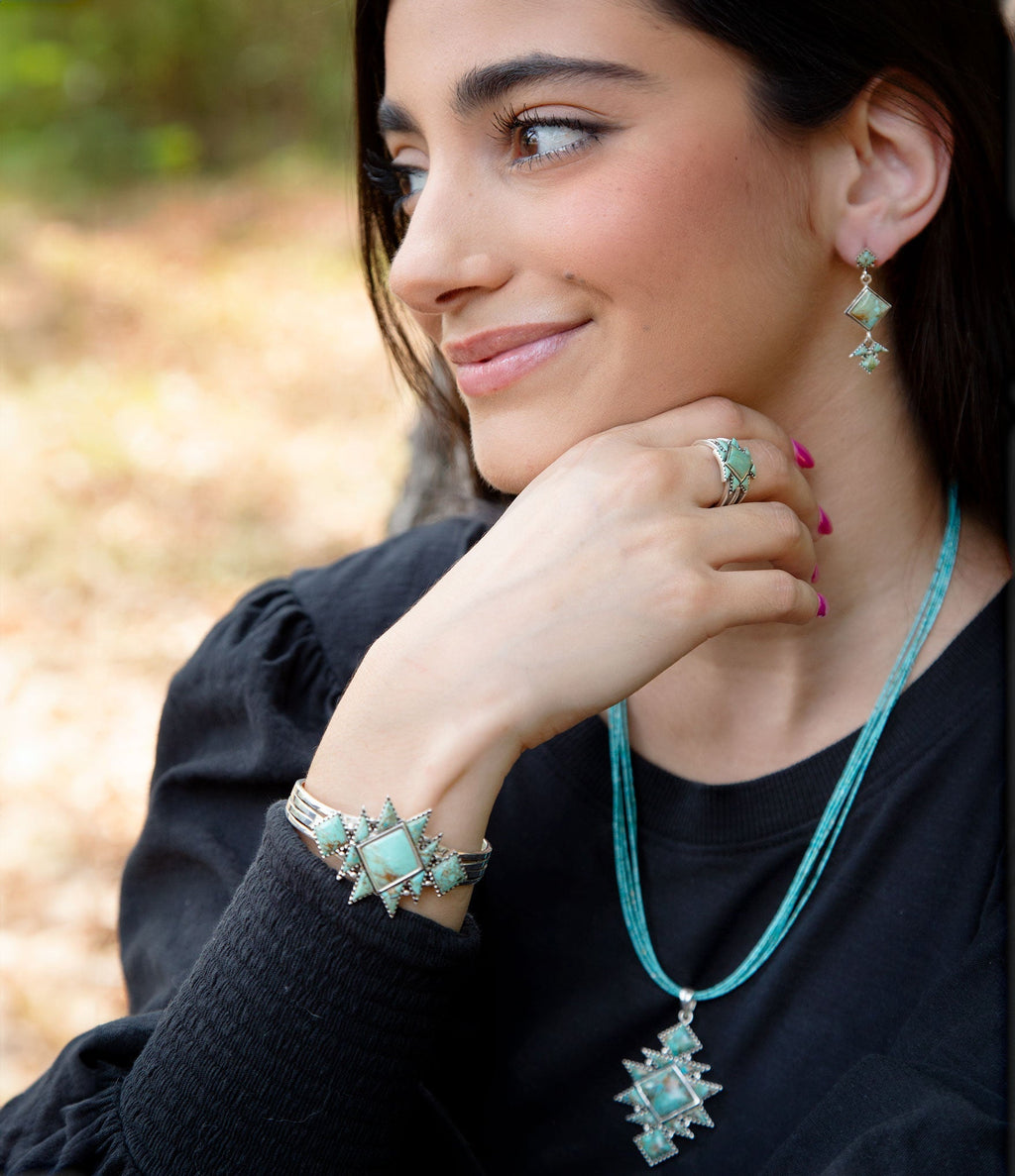 Sharp Blue Turquoise and Sterling Silver Ring
