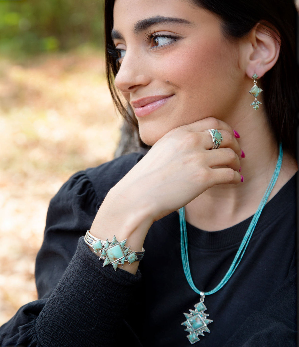 Sharp Blue Turquoise and Sterling Silver Ring
