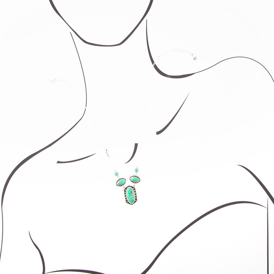 Shielded Lime Greeen Turquoise and Sterling SIlver Necklace