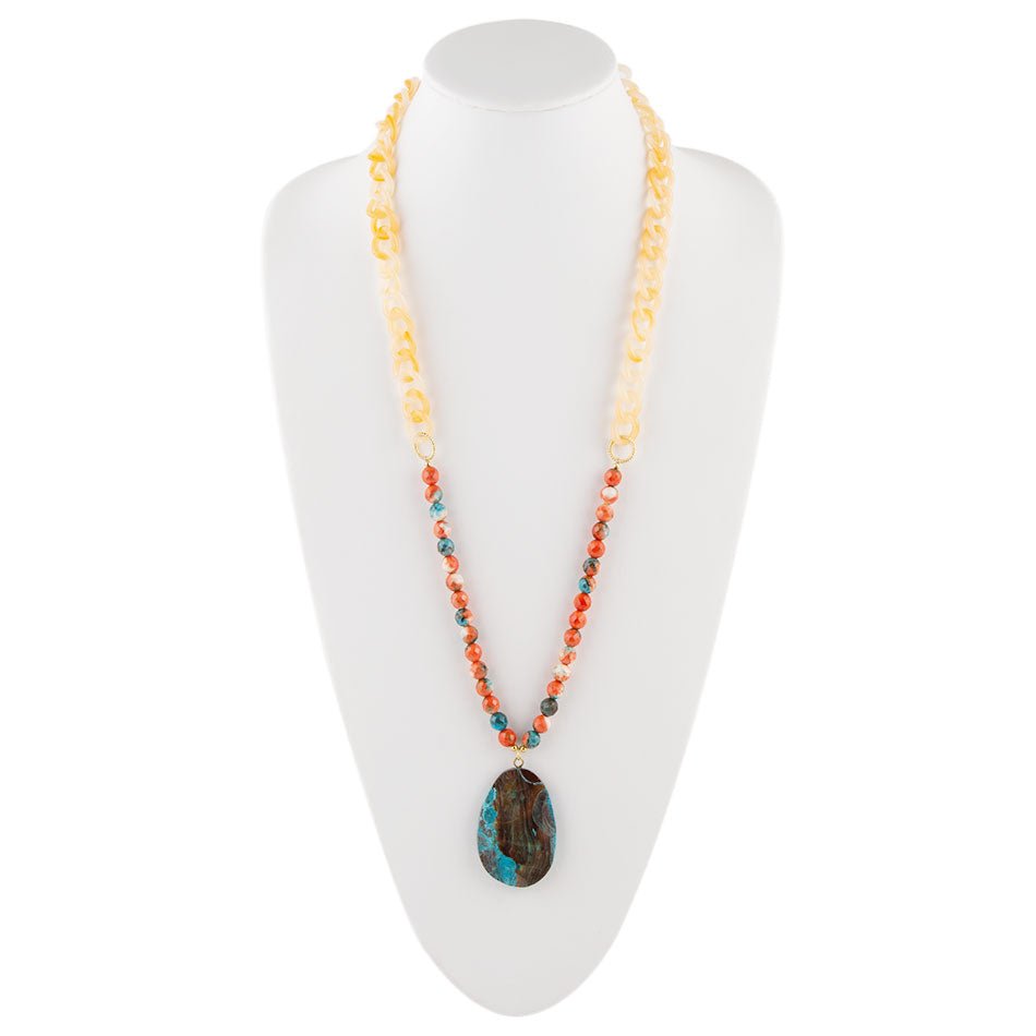 Spiny Oyster and Jasper Pendant Necklace