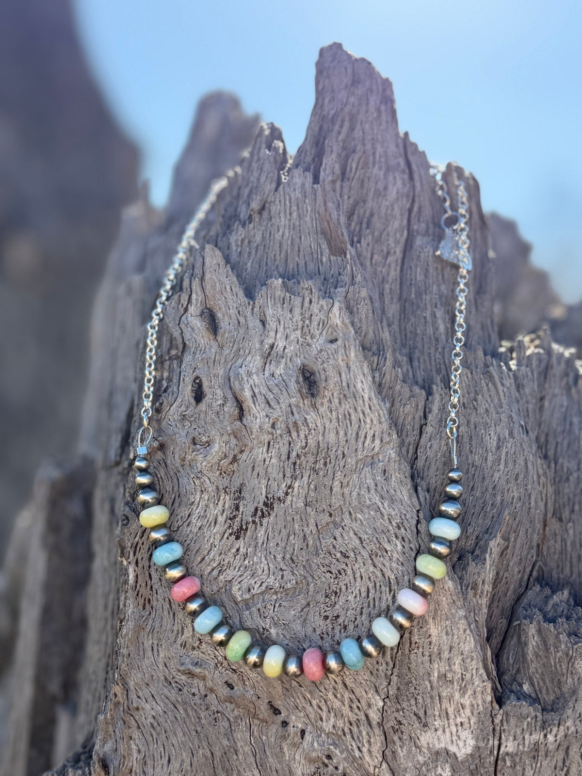 Sterling Silver Spring Pastel Opal Necklace