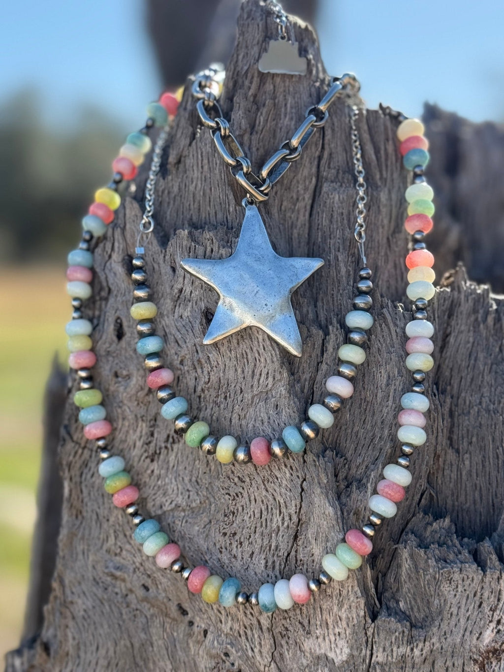 Sterling Silver Spring Pastel Opal Necklace