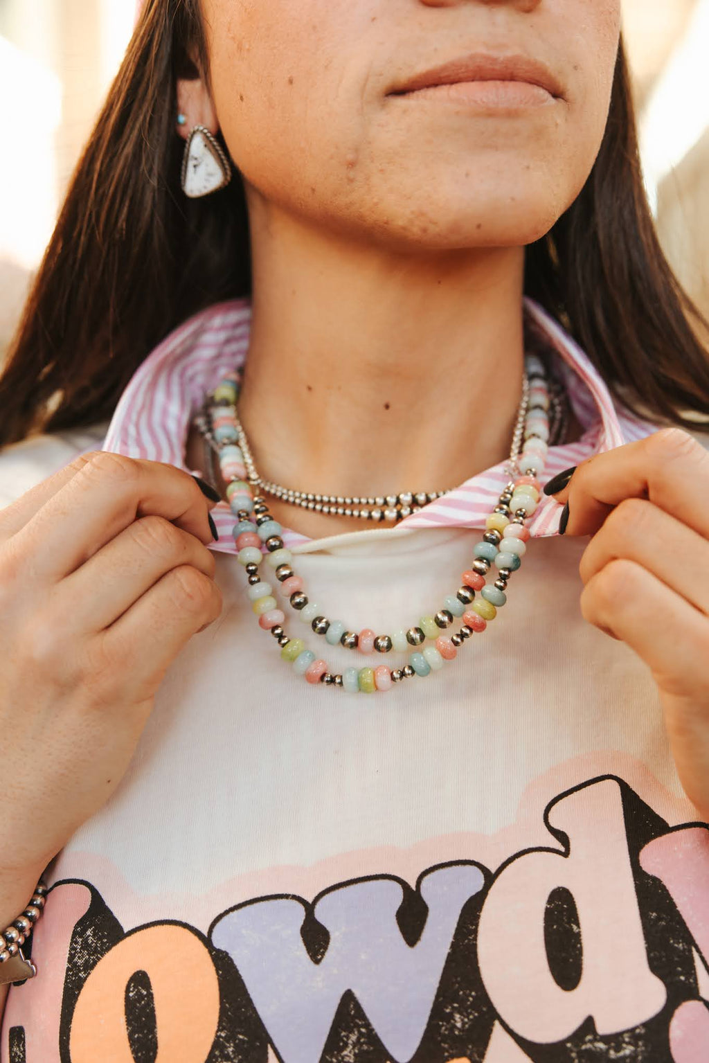 Sterling Silver Spring Pastel Opal Necklace