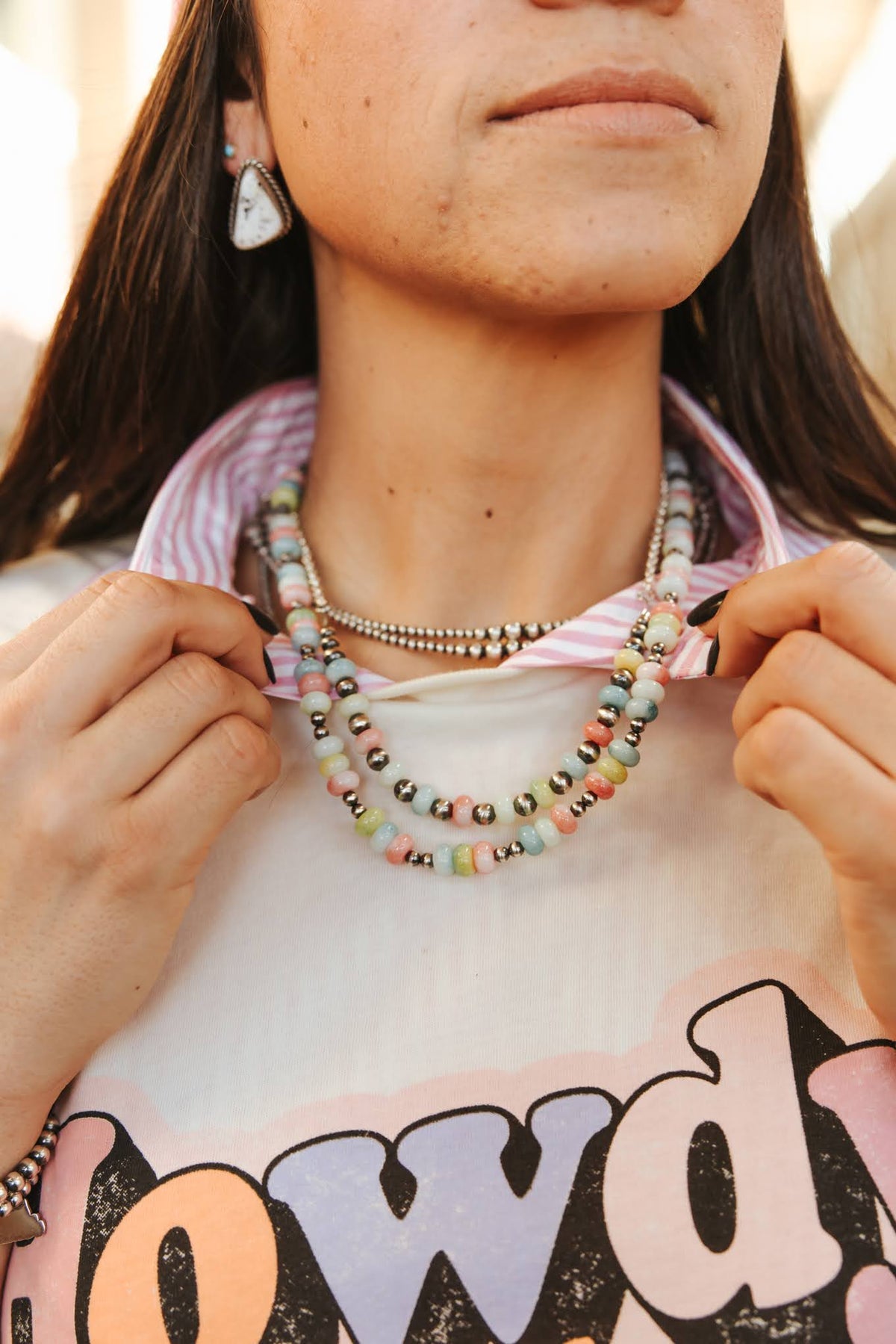 Sterling Silver Spring Pastel Opal Necklace