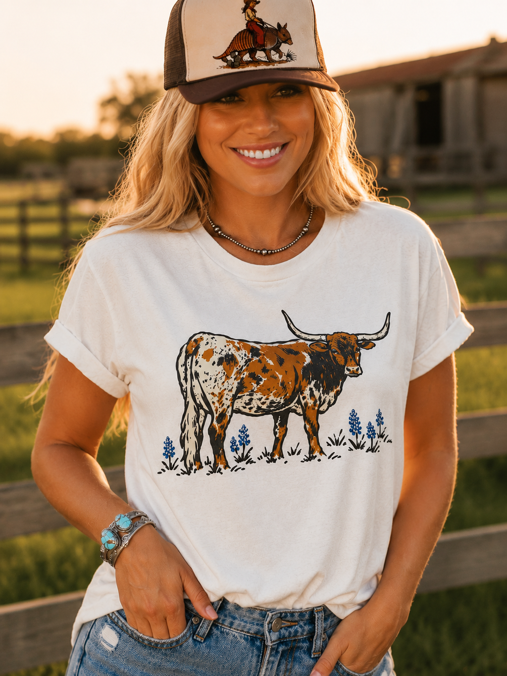 Texas Longhorn Bluebonnet Graphic Tee