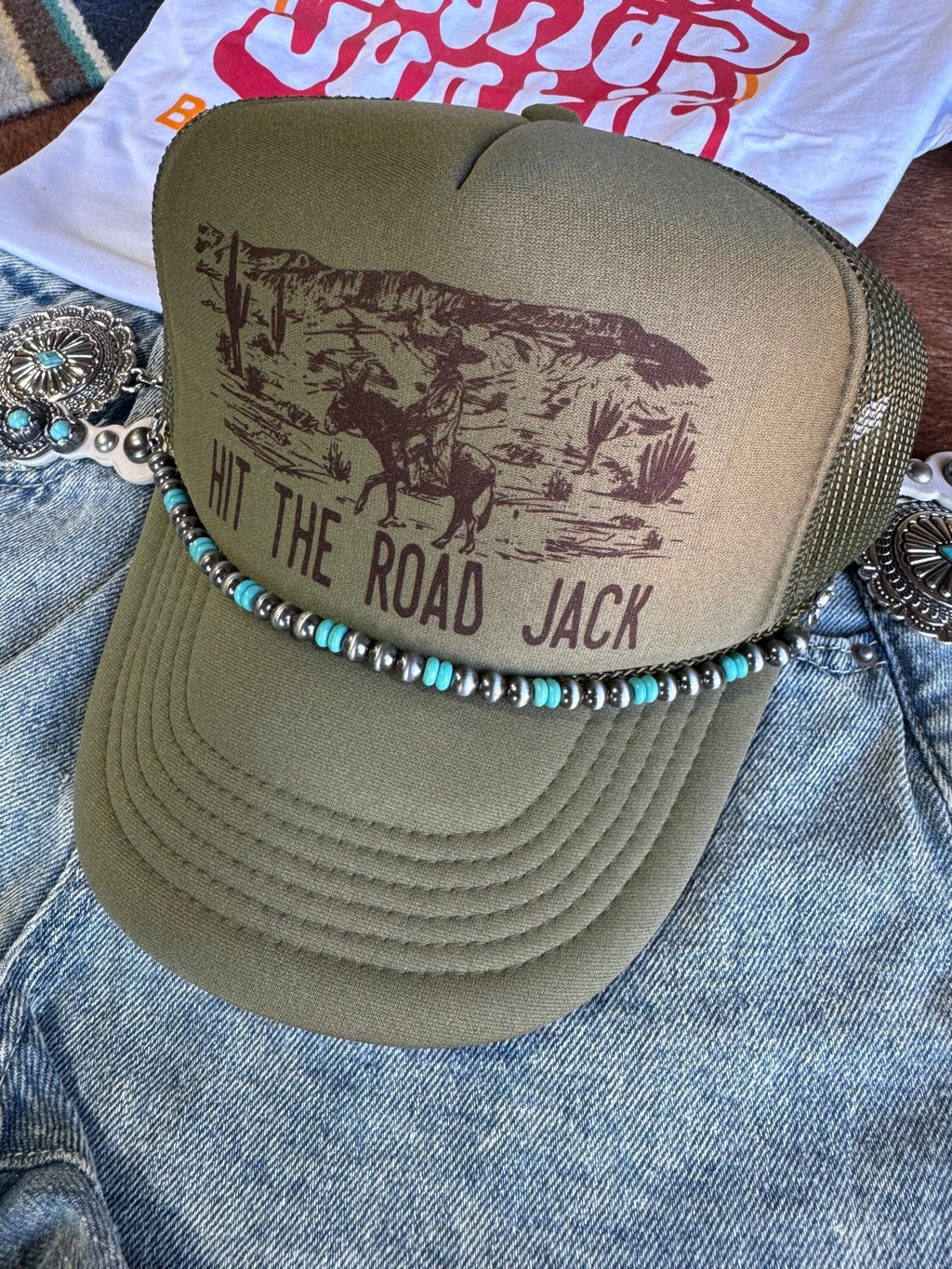 Turquoise Rondelle Hat Chain