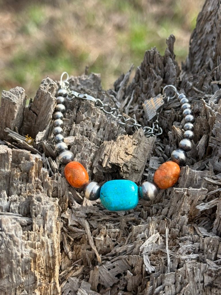 Western Coral Apple Beaded Bracelet