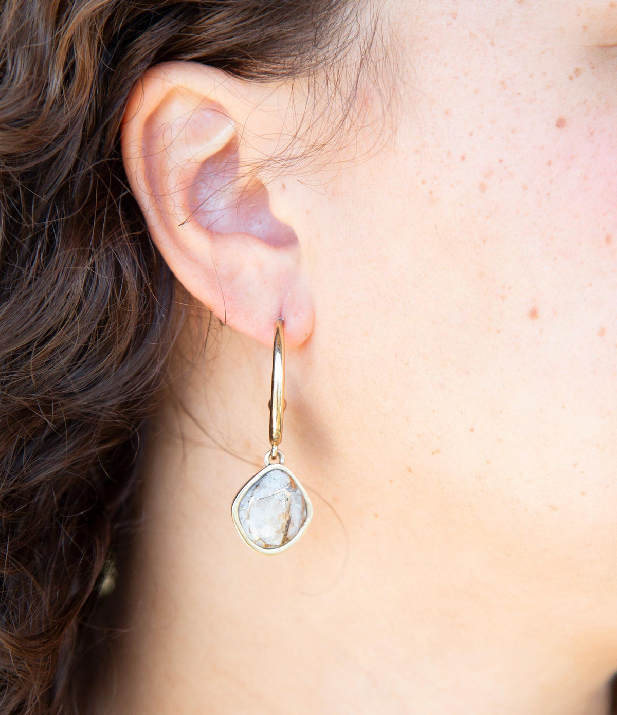 White and Golded Calcite Drop Earrings