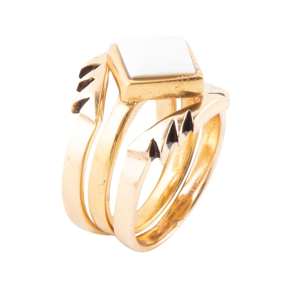 White Jasper Aztec Ring